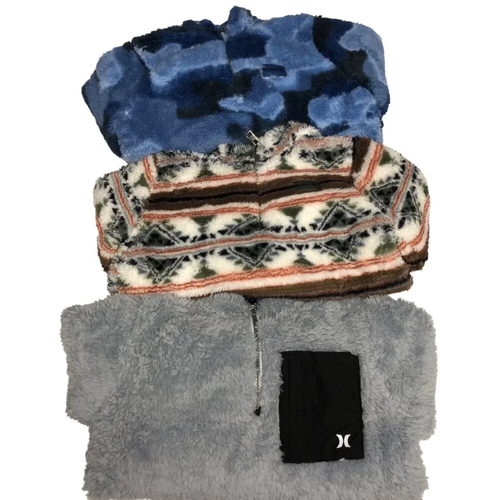 Hurley Boys Sherpa Blue‎ Quarter-Zip Jacket M 8 NWT